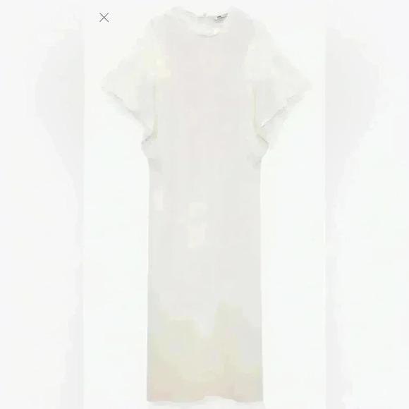 NWT Zara White Flowy Midi Back Slit Dress - Picture 3 of 11